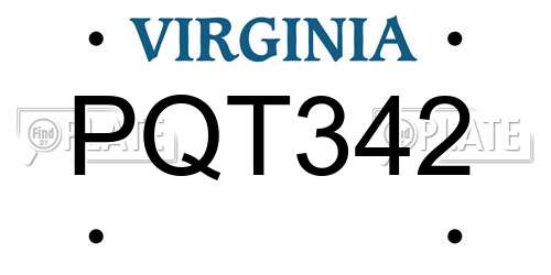 PQT342 Virginia License Plate