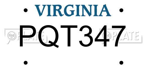 PQT347 Virginia License Plate