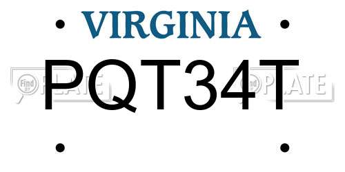 PQT34T Virginia License Plate