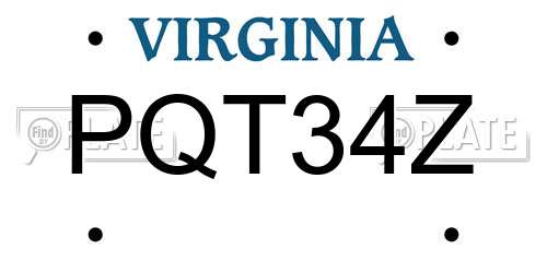 PQT34Z Virginia License Plate