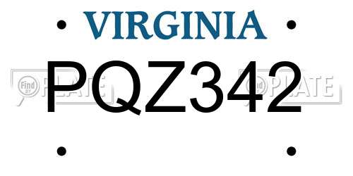 PQZ342 Virginia License Plate