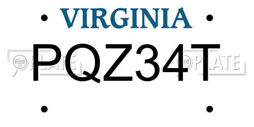 PQZ34T Virginia License Plate
