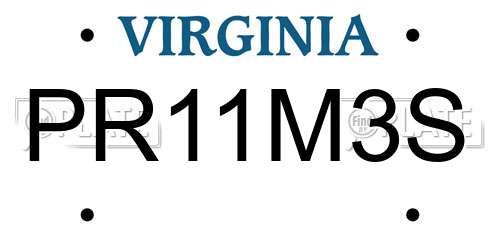 PR11M3S Virginia License Plate