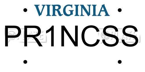 PR1NCSS Virginia License Plate