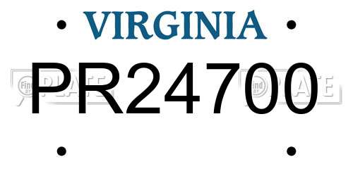 PR24700 Virginia License Plate