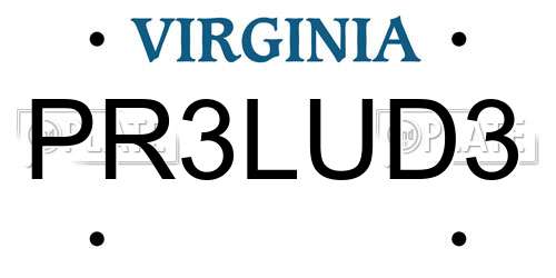 PR3LUD3 Virginia License Plate