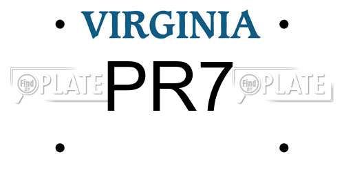 PR7 Virginia License Plate
