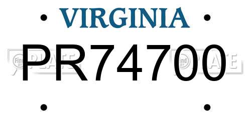 PR74700 Virginia License Plate