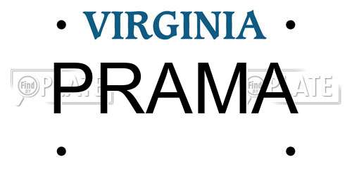 PRAMA Virginia License Plate
