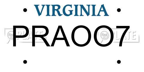 PRAOO7 Virginia License Plate