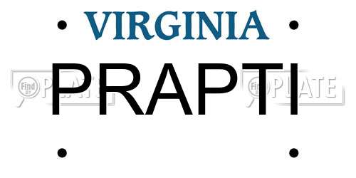 PRAPTI Virginia License Plate