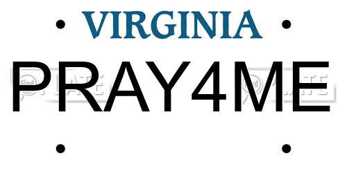 PRAY4ME Virginia License Plate