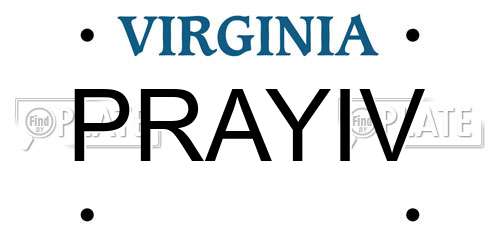 PRAYIV Virginia License Plate