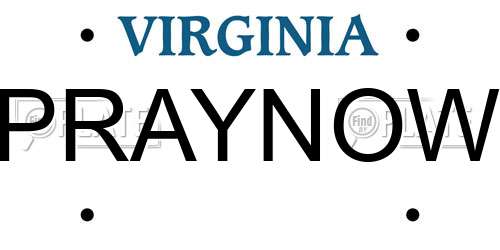 PRAYNOW Virginia License Plate