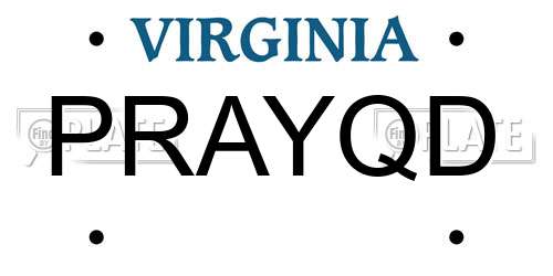 PRAYQD Virginia License Plate