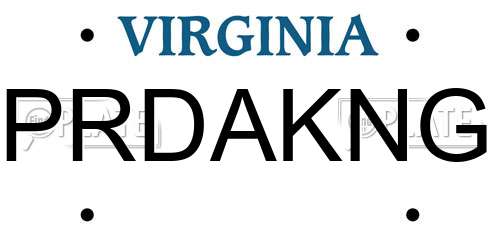 PRDAKNG Virginia License Plate