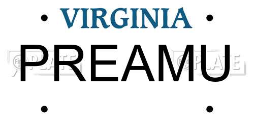 PREAMU Virginia License Plate