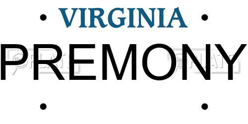 PREMONY Virginia License Plate