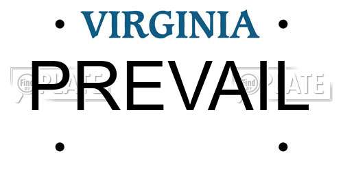 PREVAIL Virginia License Plate