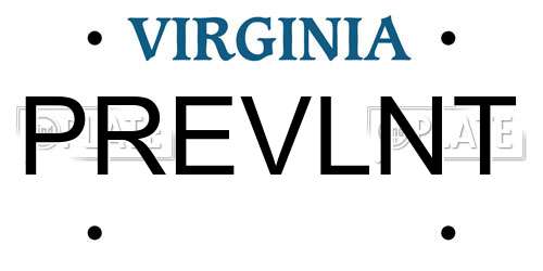 PREVLNT Virginia License Plate
