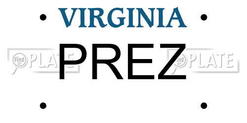 PREZ Virginia License Plate