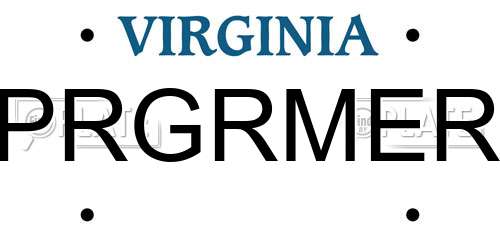 PRGRMER Virginia License Plate