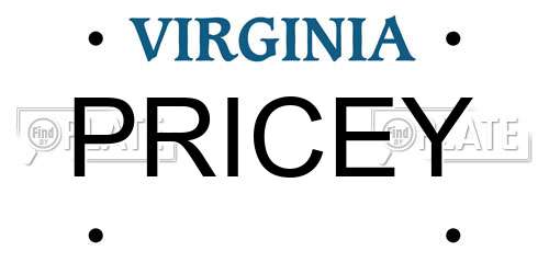 PRICEY Virginia License Plate