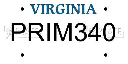 PRIM340 Virginia License Plate