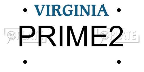 PRIME2 Virginia License Plate