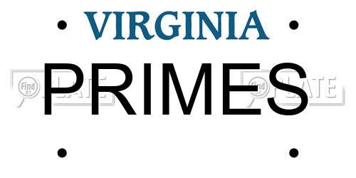 PRIMES Virginia License Plate