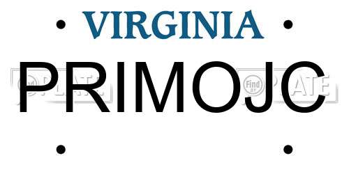 PRIMOJC Virginia License Plate
