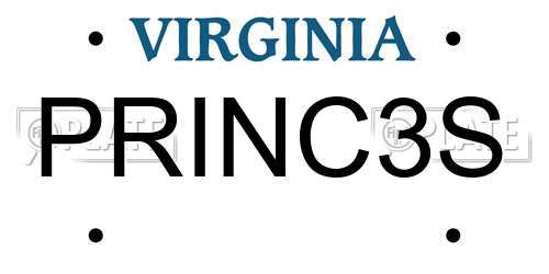 PRINC3S Virginia License Plate