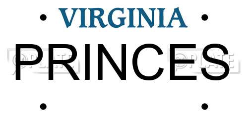 PRINCES Virginia License Plate