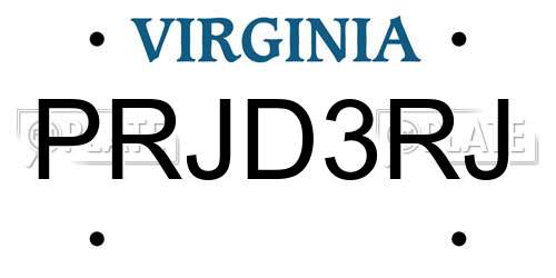 PRJD3RJ Virginia License Plate