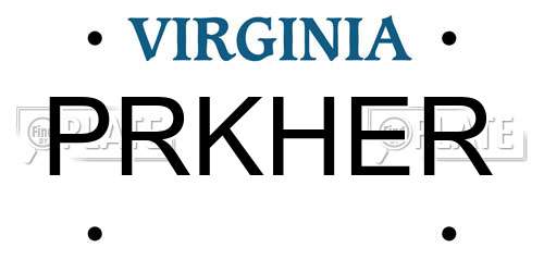 PRKHER Virginia License Plate