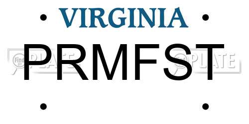 PRMFST Virginia License Plate