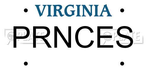 PRNCES Virginia License Plate