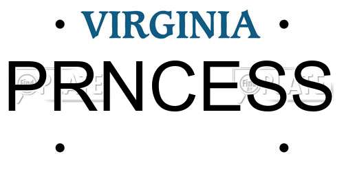 PRNCESS Virginia License Plate