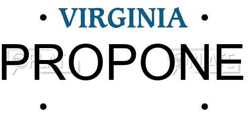 PROPONE Virginia License Plate