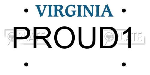 PROUD1 Virginia License Plate