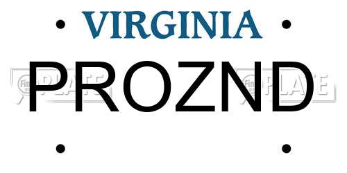 PROZND Virginia License Plate