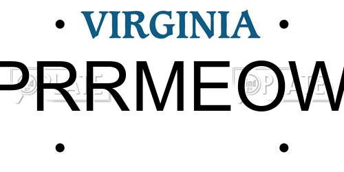 PRRMEOW Virginia License Plate