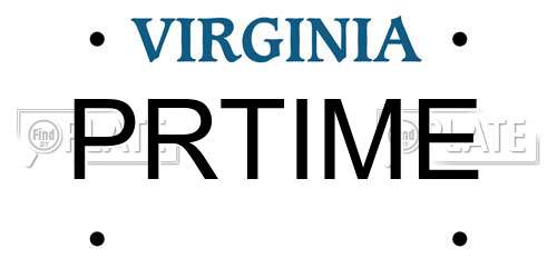 PRTIME Virginia License Plate