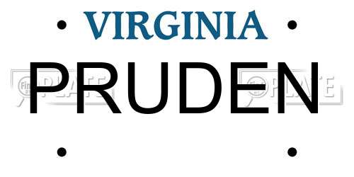 PRUDEN Virginia License Plate
