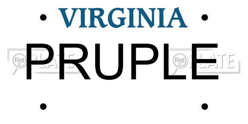 PRUPLE Virginia License Plate