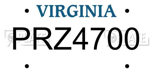 PRZ4700 Virginia License Plate