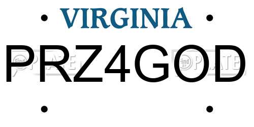 PRZ4GOD Virginia License Plate