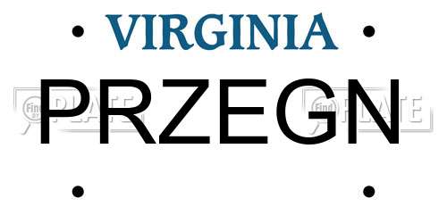 PRZEGN Virginia License Plate