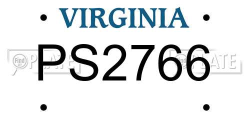 PS2766 Virginia License Plate