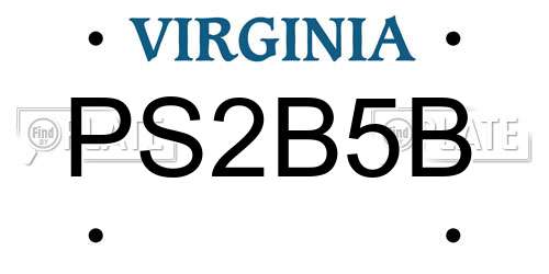 PS2B5B Virginia License Plate